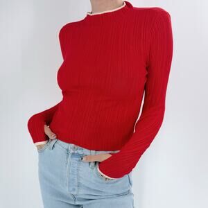 BDG Urban Outfitters Red Knit Open Back Knit Mock Neck Sweater Size Small
